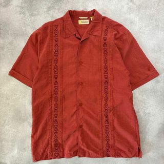 ヴィンテージ(VINTAGE)のCubavera 半袖　刺繍デザイン　オープンカラー　シャツ　古着　ヴィンテージ(Tシャツ/カットソー(半袖/袖なし))