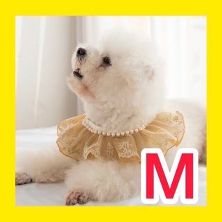 犬用パールネックレス レース おしゃれ 犬用服 エムサイズ(犬)