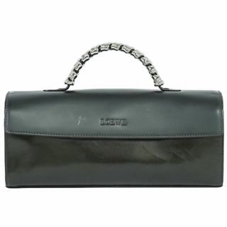 ロエベ(LOEWE)の本物 ロエベ LOEWE ベラスケス ツイスト ハンドバッグ レザー ダークグリーン ブラック Velazquez バッグ 中古(ハンドバッグ)