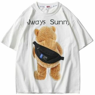 くま Tシャツ ポケット クマ ポーチ 付き 白 ミニ財布 おもしろTシャツ(Tシャツ(半袖/袖なし))