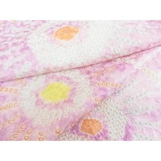 平和屋川間店■上質な小紋　総絞り　草花文　暈し染め　逸品　cf3675(着物)