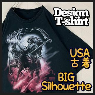 ヴィンテージ デザイン Tシャツ スカル 死神 馬 ビックサイズ USA古着(Tシャツ/カットソー(半袖/袖なし))