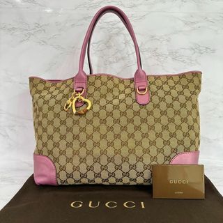 グッチ(Gucci)のグッチ GUCCI トートバッグ レザー GGキャンバス ピンク バンブー(トートバッグ)