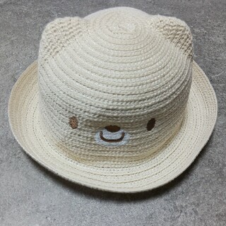 ニシマツヤ(西松屋)のくまさん  ミミ付き  麦わら帽子  ベビー  柔らかい  42cm(帽子)