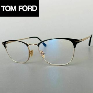 TOM FORD EYEWEAR - メガネ サーモントブロー トムフォード ブラック ゴールド ハーフリム 黒 金