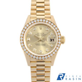 ロレックス(ROLEX)のロレックス デイトジャスト ベゼルダイヤ 10Pダイヤ 69138G シャンパン T番 レディース 中古 腕時計(腕時計)