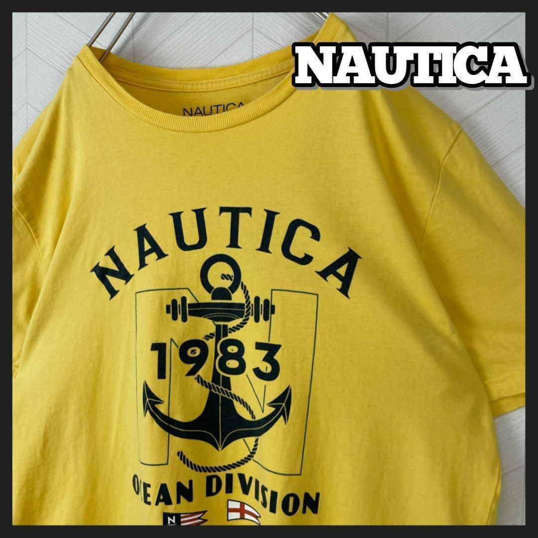 NAUTICA(ノーティカ)のUSA古着 ノーティカ Tシャツ 半袖 デカロゴ イカリ マリン ゆるだぼ 黄色 メンズのトップス(Tシャツ/カットソー(半袖/袖なし))の商品写真