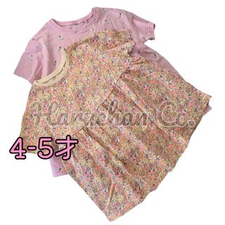 ネクスト(NEXT)の●未使用●4-5才　ピンク花柄　ピンクフェアリー柄　フレアトップス　セット(Tシャツ/カットソー)