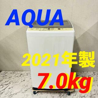16996 一人暮らし洗濯機 AQUA AQW-GP70J 2021年製7.0k(洗濯機)