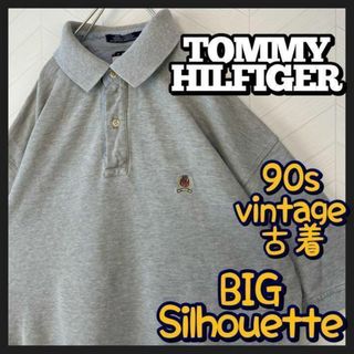 トミーヒルフィガー(TOMMY HILFIGER)の激レア 90s オールド トミー ポロシャツ 刺繍ロゴ オーバーサイズ 半袖(ポロシャツ)