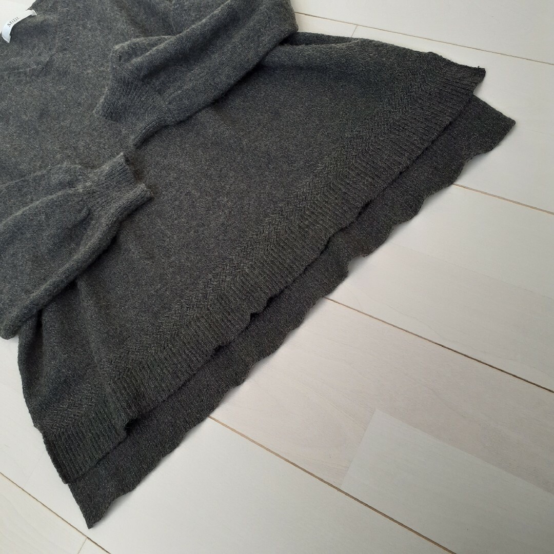 MillL ふんわりボリュームお袖のニットセーター(チャコールグレー、Lサイズ) レディースのトップス(ニット/セーター)の商品写真