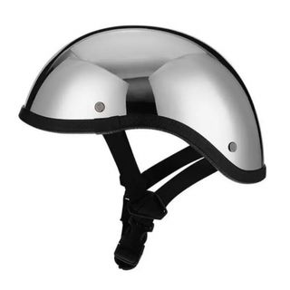 シルバー色夏用新品ハーレーハーフヘルメット半キャップバイクヘルメット実物　銀色(ヘルメット/シールド)