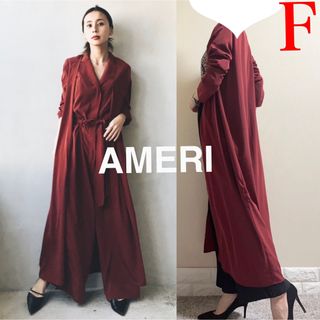 アメリヴィンテージ(Ameri VINTAGE)のAMERI アメリヴィンテージ  ジョーゼット　ロングカーディガン　F ボルドー(カーディガン)