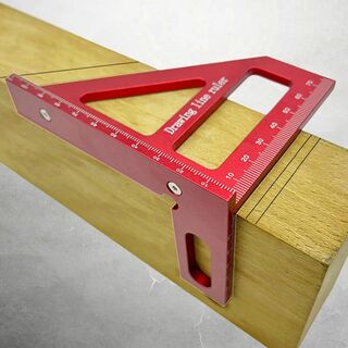 数量限定 木工 直角定規 木工用 レッド スケール 定規 アルミ合金 三角定規(家具)