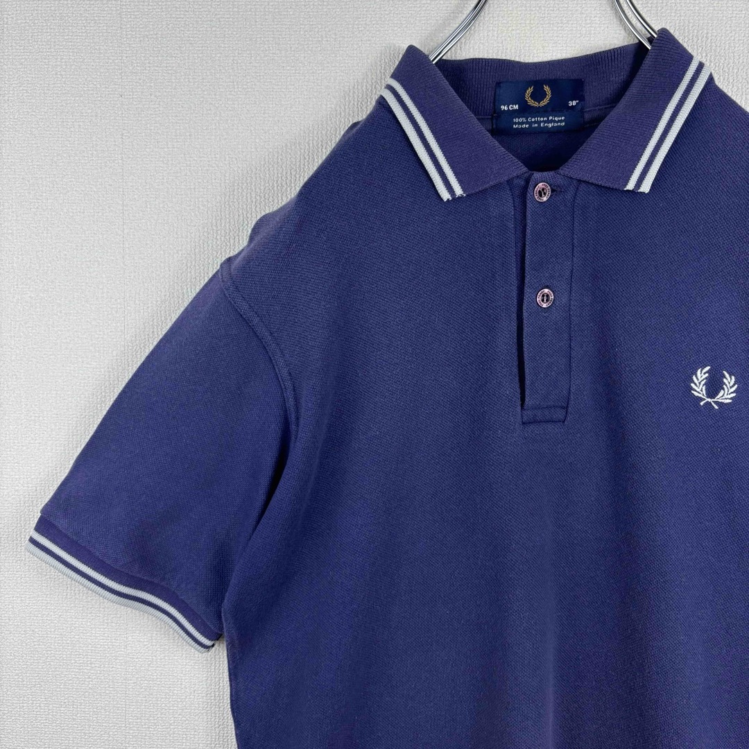 FRED PERRY(フレッドペリー)のフレッドペリー　ポロシャツ　イングランド　M12 半袖　38 M パープル　古着 メンズのトップス(ポロシャツ)の商品写真