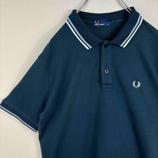 フレッドペリー(FRED PERRY)のフレッドペリー　ポロシャツ　半袖　XL ネイビー　ホワイト　ライトブルー　古着(ポロシャツ)