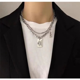 【値下げ中】プレート チェーン 2連 ネックレス シルバー 韓国系 ファッション(ネックレス)