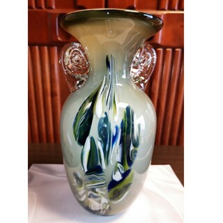 フラワーベース マーブル模様 ガラス(花瓶)