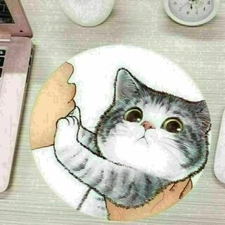 おもしろ可愛い❤猫イラストのマウスパッド　サバ白(その他)