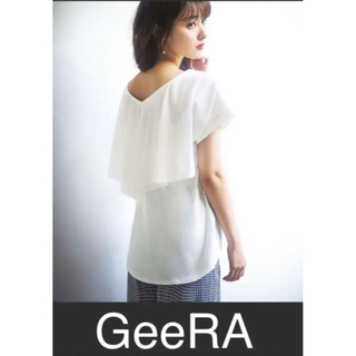 ジーラ(GeeRA)の1337 新品　GeeRA バックドレープ　シフォン　トップス　ホワイト(カットソー(半袖/袖なし))