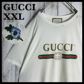 グッチ(Gucci)のグッチ GUCCI☆ビッグロゴ入りTシャツ 花刺繍 インターロッキング(Tシャツ/カットソー(半袖/袖なし))