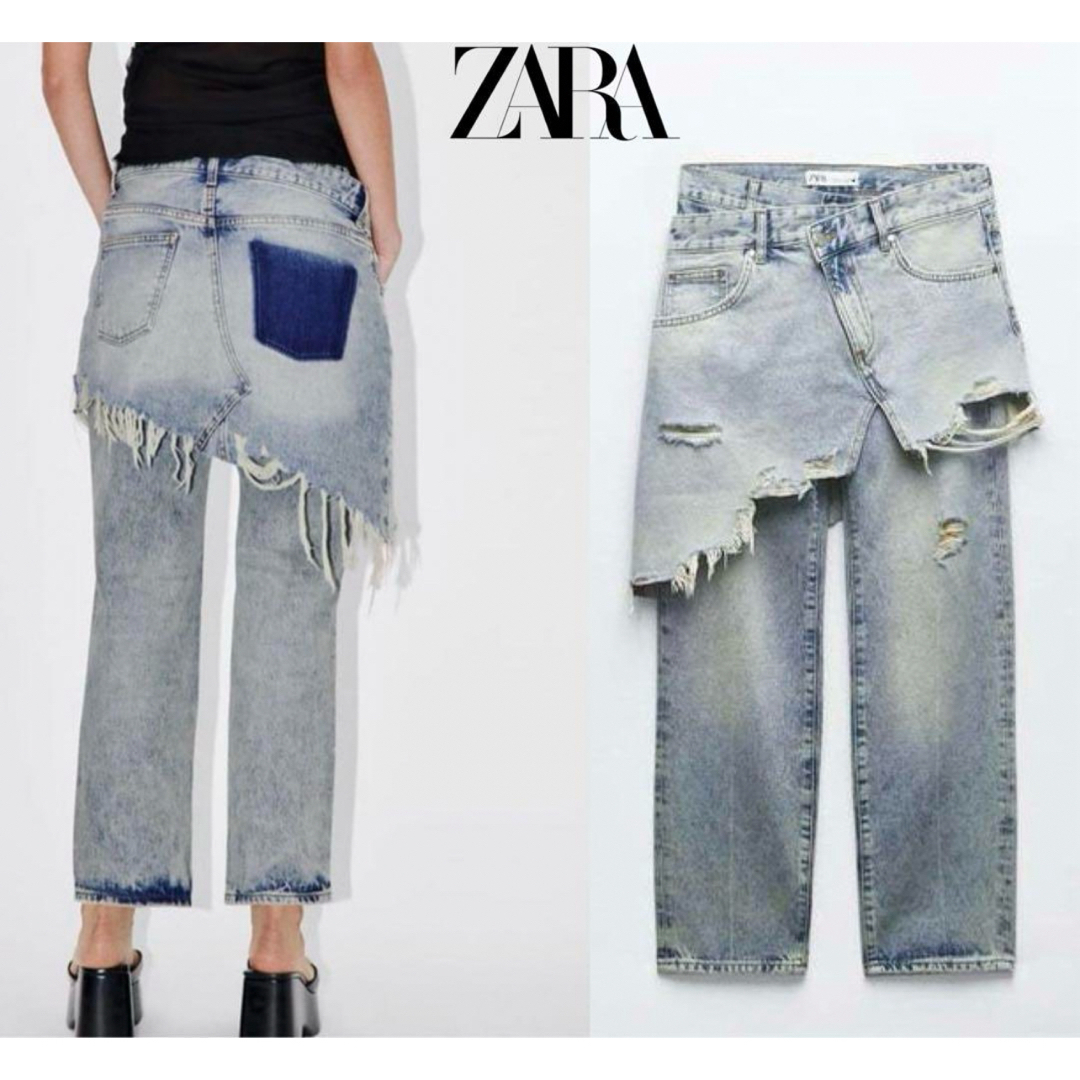 ZARA(ザラ)の新品未使用　ZARA ダブルウェスト　デニム　38サイズ　ザラ レディースのパンツ(デニム/ジーンズ)の商品写真