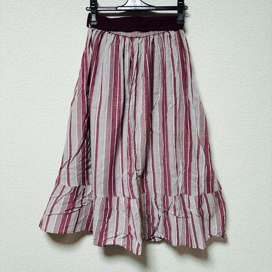 axes femme(アクシーズファム)のaxes femme 先染マルチストライプスカート(赤-Ｍ) レディースのスカート(ロングスカート)の商品写真