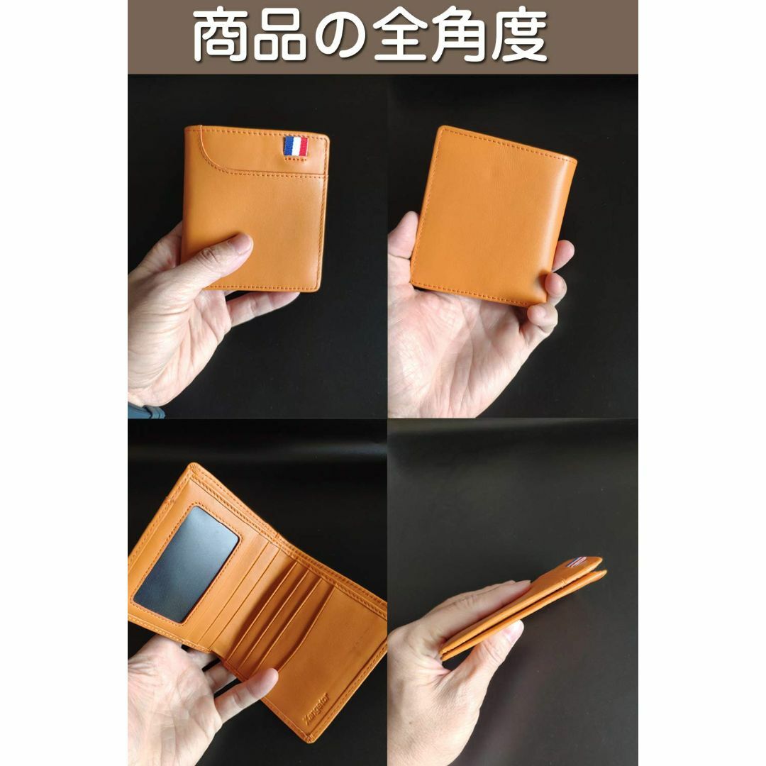 色:オレンジXANGETOR ミニ 財布 メンズ 二つ折り 薄い 人気 本革 メンズのバッグ(その他)の商品写真