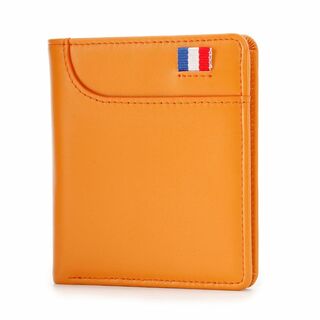 色:オレンジXANGETOR ミニ 財布 メンズ 二つ折り 薄い 人気 本革(その他)