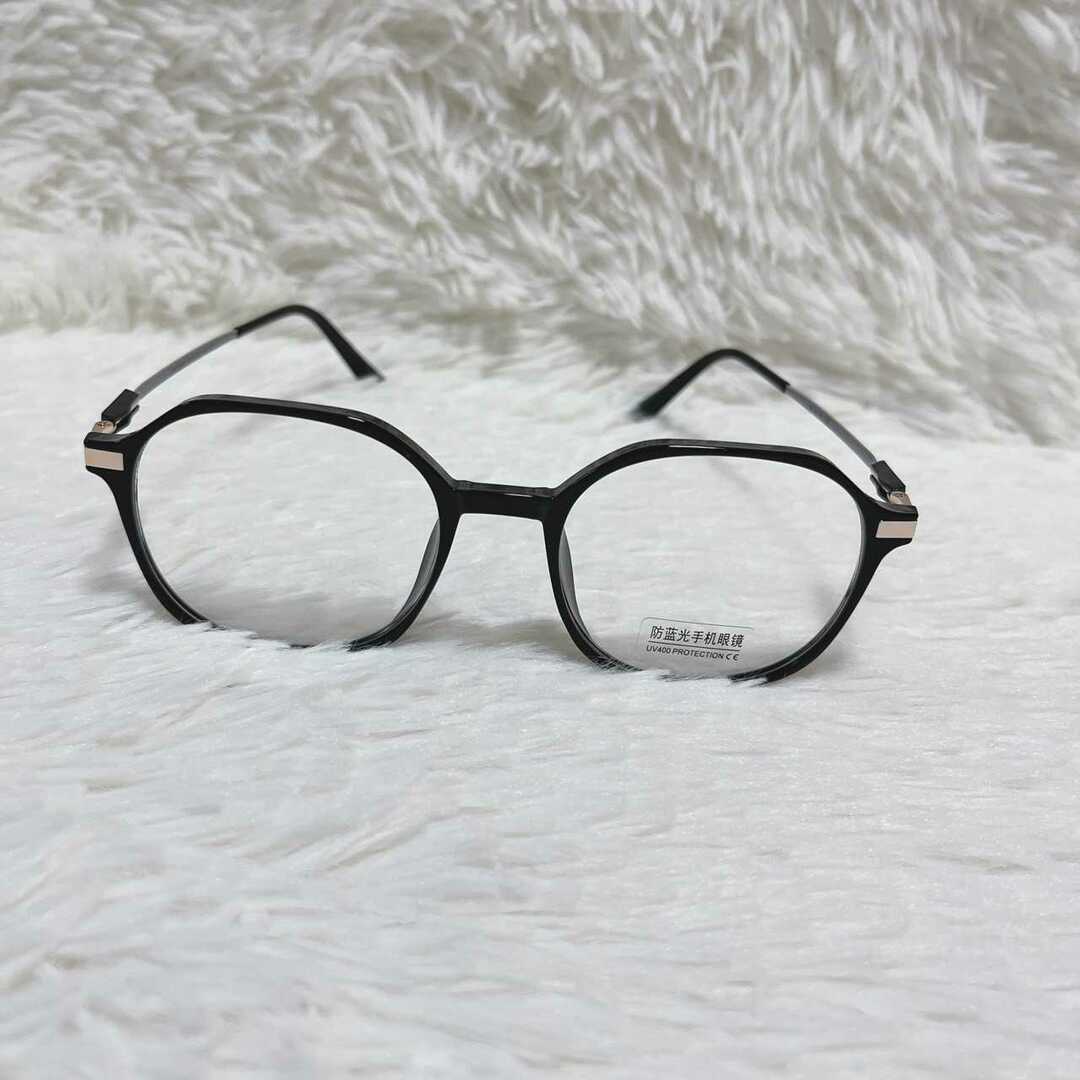 レディース 丸メガネ 伊達メガネ プチプラ ブラック P515 レディースのファッション小物(サングラス/メガネ)の商品写真