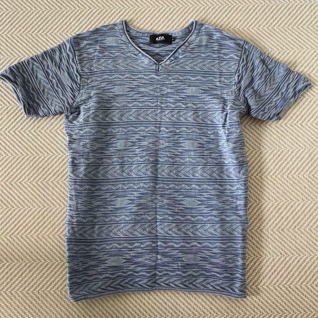 AZUL by moussy(アズールバイマウジー)のAZUL BY MOUSSY  半袖ニット　 Vネック　S メンズのトップス(Tシャツ/カットソー(半袖/袖なし))の商品写真