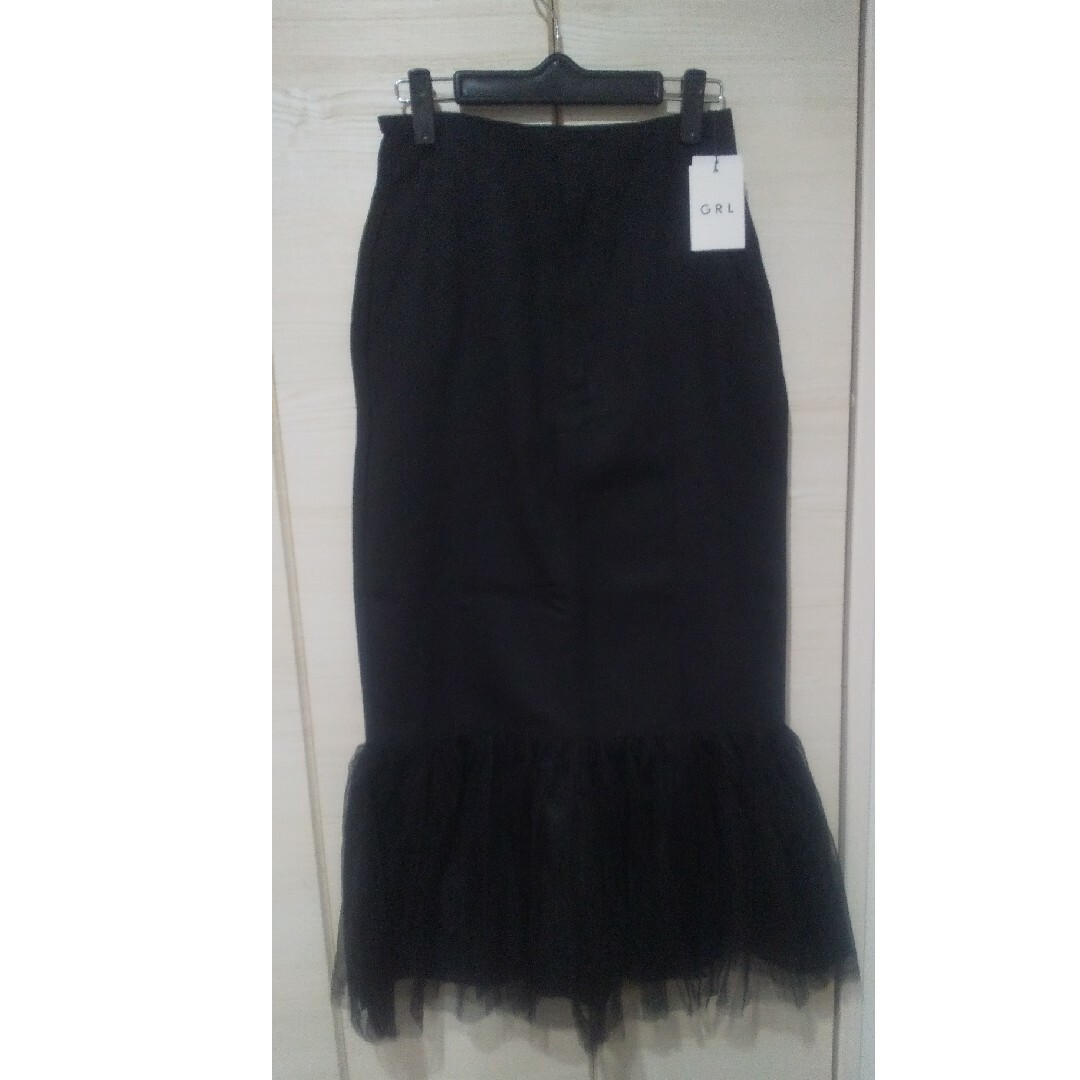 GRL(グレイル)のGRL グレイル チュールドッキングマーメイドスカート【gm624】 ブラック レディースのスカート(ロングスカート)の商品写真