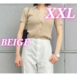 リブポロカーディガン(半袖)　ユニクロ　イネス　XXL　UNIQLO　INES