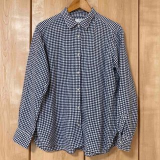 ユニクロ(UNIQLO)のユニクロ　ギンガムチェック　リネンシャツ　ブラウス　XL(シャツ/ブラウス(長袖/七分))