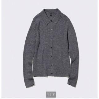 ユニクロ(UNIQLO)のユニクロ　リブ　ポロ　エクストラファインメリノリブ　　ポロカーディガン(ニット/セーター)