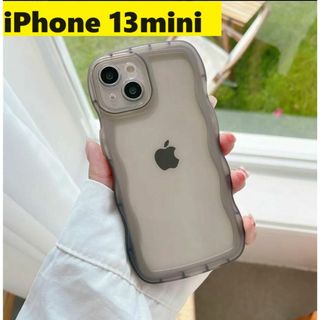 アップル(Apple)のiPhone13mini★ウェーブなみなみ　透明ケース可愛いiPhoneケース黒(iPhoneケース)