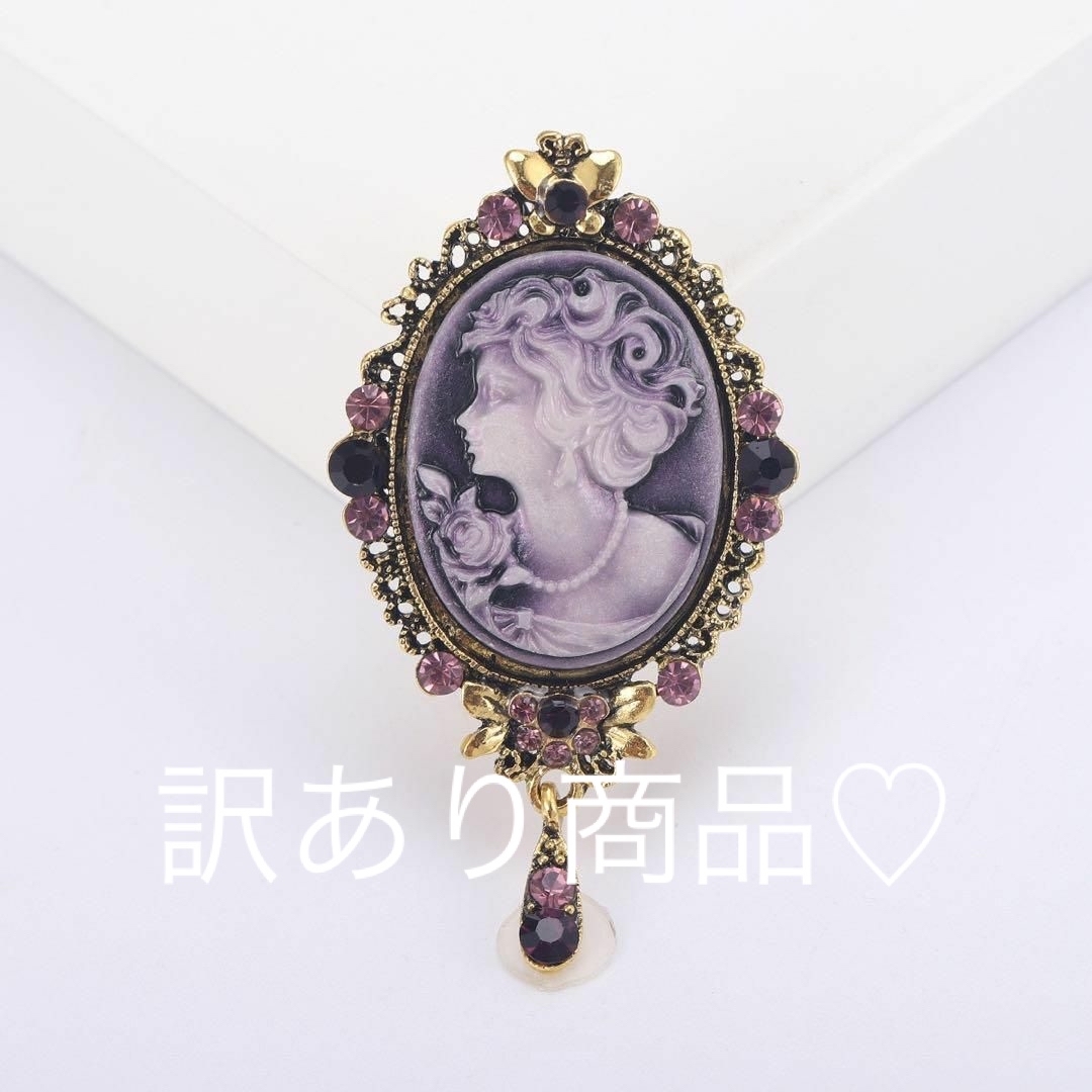 ブローチカメオゴールドおおきめ上品豪華華やかセレモニー揺れる大人可愛いアクセ春夏 レディースのアクセサリー(ブローチ/コサージュ)の商品写真