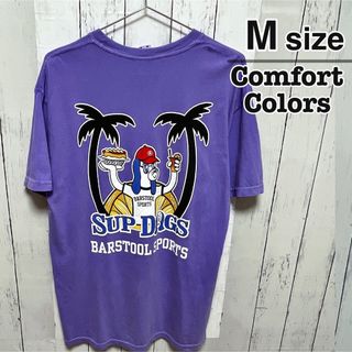 COMFORT COLORS　Tシャツ　パープル　胸ポケット　ドッグ　犬　古着(Tシャツ/カットソー(半袖/袖なし))