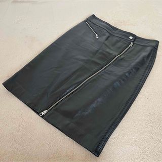ダナキャランニューヨーク(DKNY)のDKNY  スカート　羊革　シープ　ブラック　サイズ4 レザースカート(ひざ丈スカート)