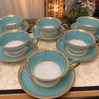 ウェッジウッド(WEDGWOOD)のウェッジウッド  ユーランダー　パウダー　ターコイズ　ティーカップ＆ソーサー6客(食器)