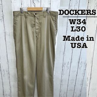 リーバイス(Levi's)のUSA製　DOCKERS　チノパン　ワークパンツ　ベージュ　ワイド　W34　古着(チノパン)