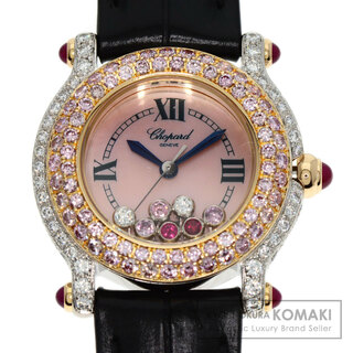 ショパール(Chopard)のChopard 27/6244/401 ハッピースポーツ メーカーコンプリート 腕時計 K18WG 革 ダイヤモンド レディース(腕時計)