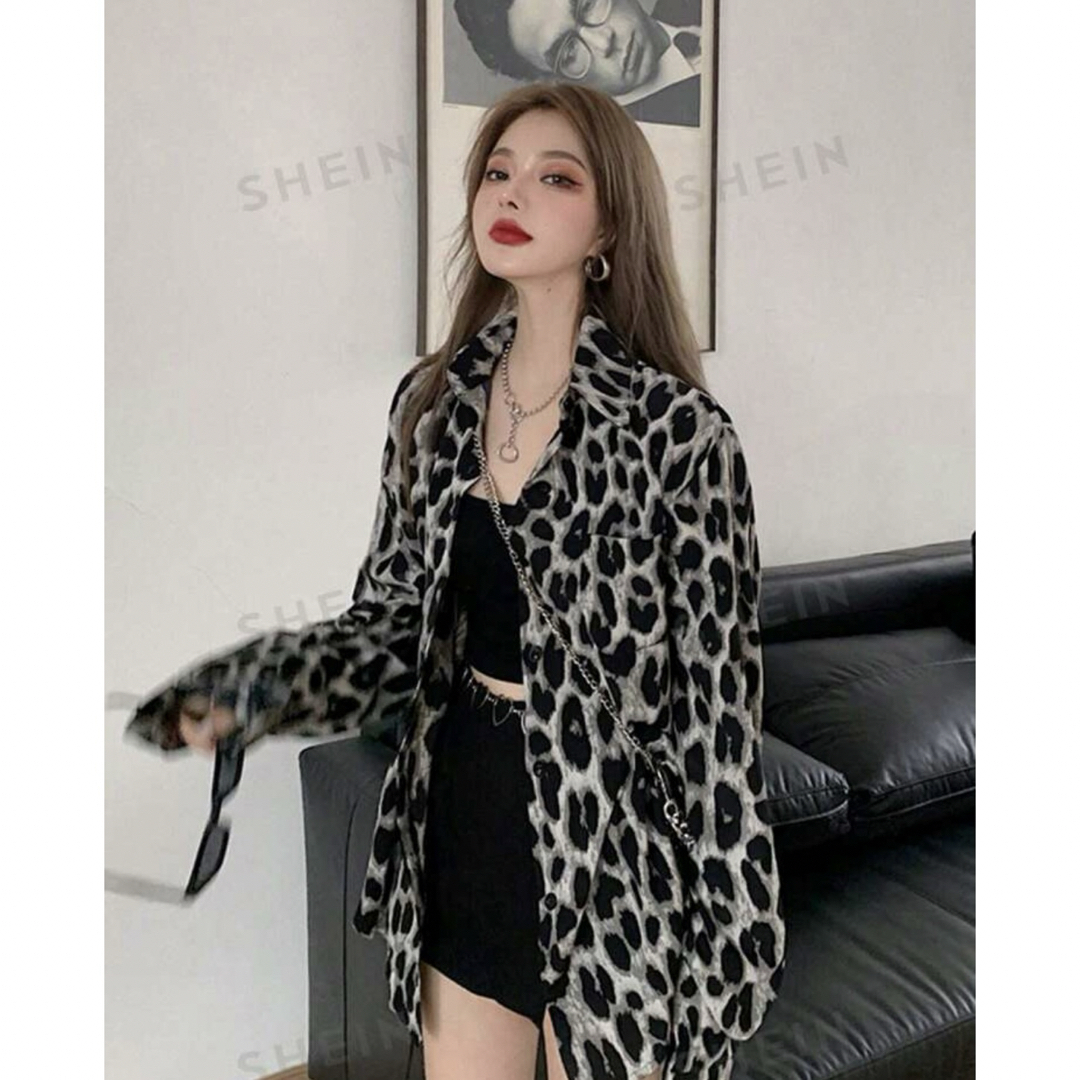 SHEIN(シーイン)のSHEIN ヒョウ柄 ボタンフロント シャツ レディースのトップス(シャツ/ブラウス(長袖/七分))の商品写真