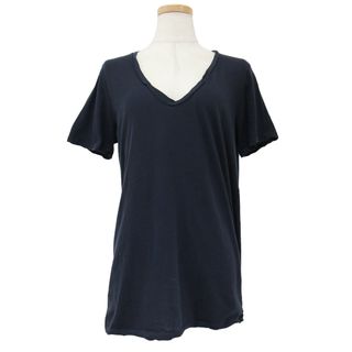 ドゥーズィエムクラス(DEUXIEME CLASSE)の新品 Deuxieme Classe ドゥーズィエム クラス シャツ カットソー Tシャツ ネイビー 紺 36(S) Vネック ハーフスリーブ 半袖 ガーメントダイ コットン 綿 トップス【レディース】(Tシャツ(半袖/袖なし))