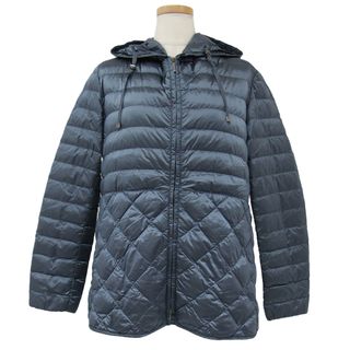 Max Mara - 美品 Max Mara マックスマーラ ジャケット ダウン ブルーグレー 38(S) ショート フード フーディー ファスナー ドローストリング キルティング The CUBE ナイロン アウター ブルゾン コート【レディース】【中古】