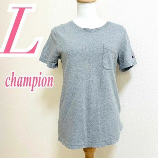 チャンピオン(Champion)のチャンピオン　半袖カットソー　L　グレー　Tシャツ　夏　綿100%　チュニック丈(カットソー(半袖/袖なし))