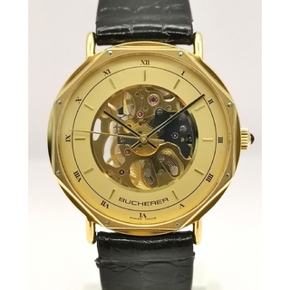 美品 BUCHERER ブフェラ ローマン スケルトン GP 手巻き 時計(腕時計(アナログ))
