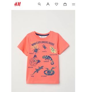 エイチアンドエム(H&M)の半袖　Tシャツ　H &M オレンジ　カメレオン(Tシャツ/カットソー)