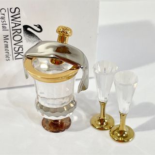 スワロフスキー(SWAROVSKI)の極美品 箱付き スワロフスキー クリスタル 置物 ワイングラス クーラー セット(置物)