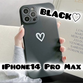 アイフォーン(iPhone)の 【iPhone14promax】iPhoneケース ブラック ハート 手書き(iPhoneケース)